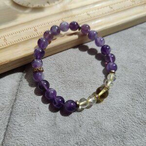 Amethyst & Citrine Bracelet | 8mm | 7 Inch